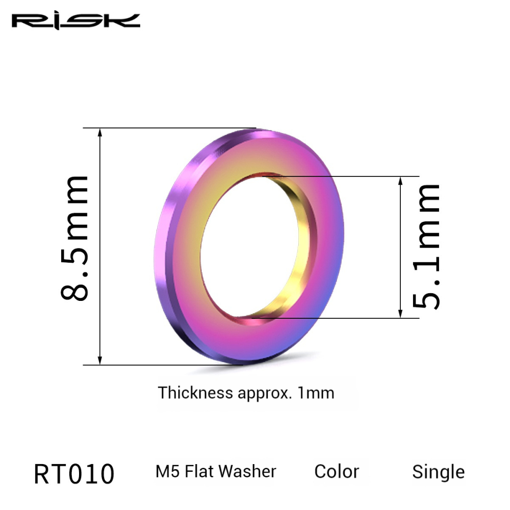 RISK Titanium Alloy M5/6mm Screw Washers Gold and Colored Flat Washers for Mountain Bikes