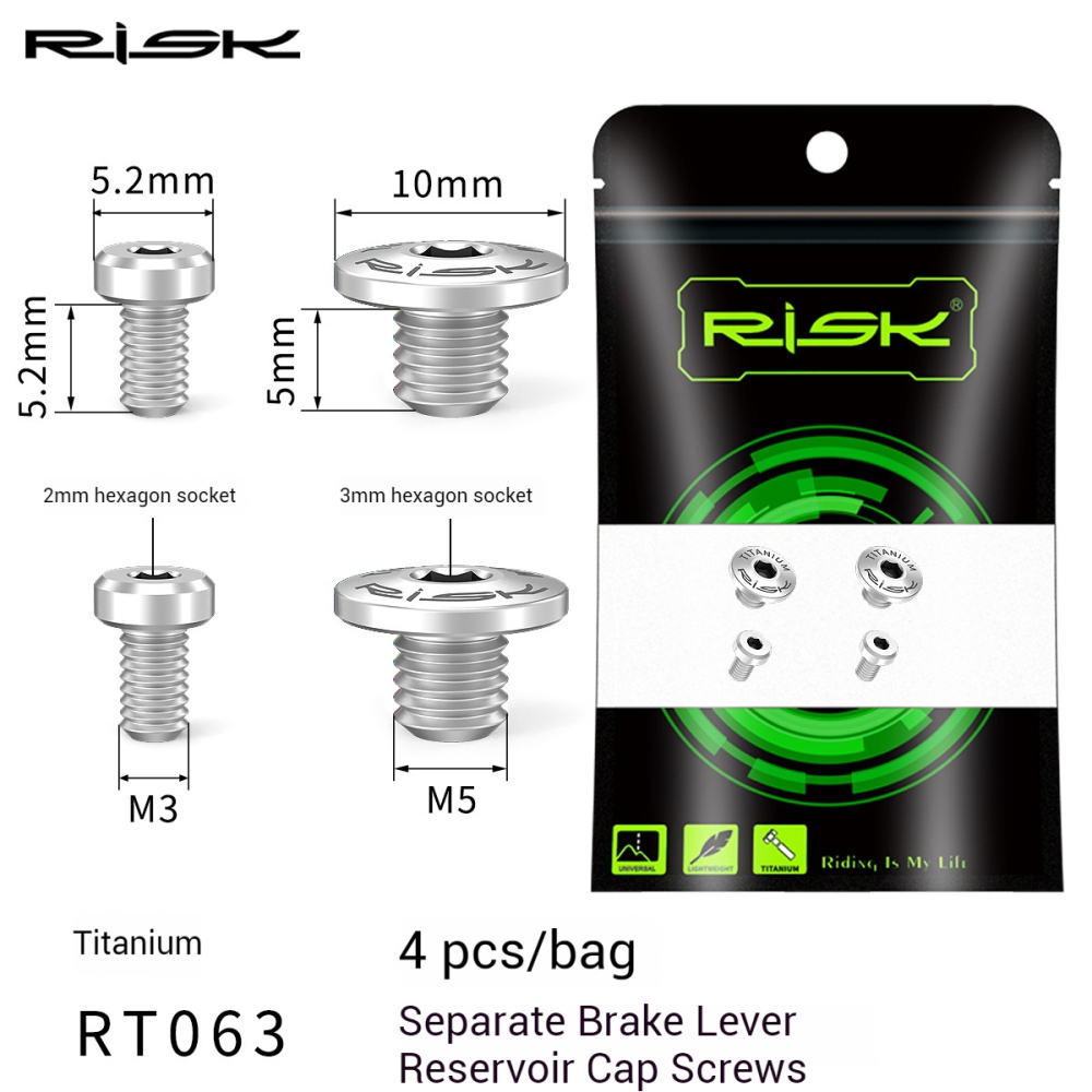 RISK Titanium Alloy Brake Lever Lid Screws for Oil Disc Brake Fluid Filling Hole XT XTR M615 M675 M785 M8000