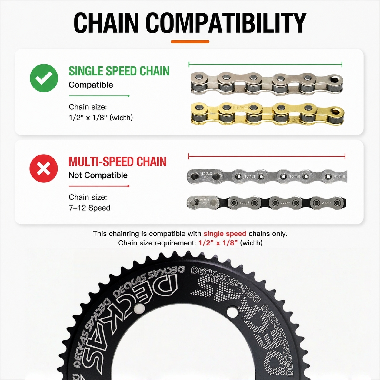 Deckas 144BCD Round Chainring Fixed Gear fixie Track Bike 44 46 48