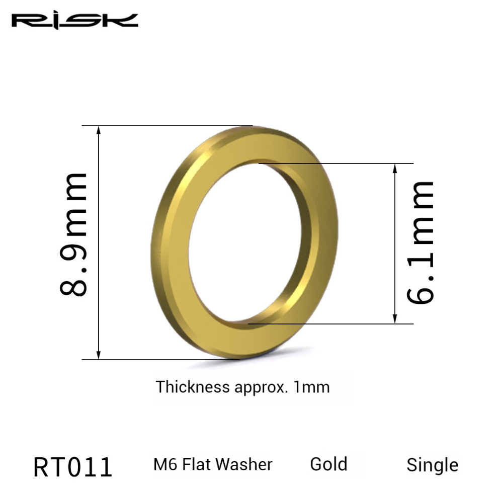 RISK Titanium Alloy M5/6mm Screw Washers Gold and Colored Flat Washers for Mountain Bikes