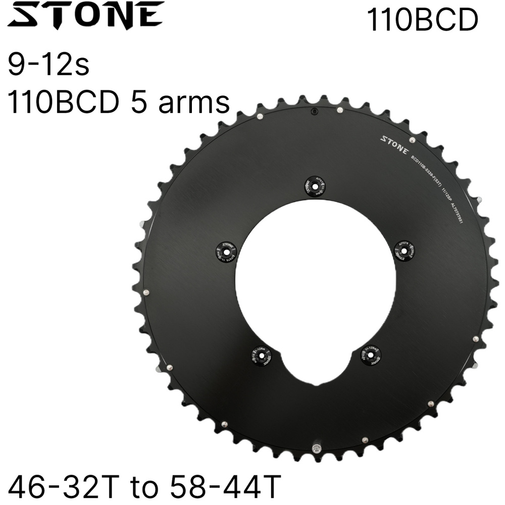 Stone 110bcd Double Chainring aero style for Shimano 11s 12s 5 Bolts Crank 12 Speed Road Bike Round 46 32t 52 36T 53 39T 54 40T 50 34 48 33T 2x