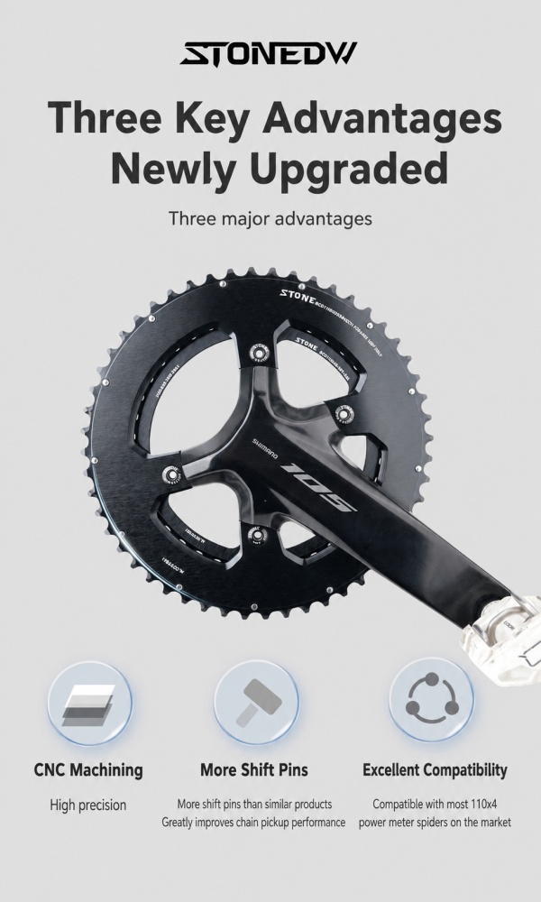 Stone 110bcd Double Bike Chainring aero hollow for Sram AXS Flattop 12 13 Speed for Shimano Sigeyi Magene QUARQ R7000 R7100 R8000 R8100 R9100 R9200 4700 5800 6800 9000