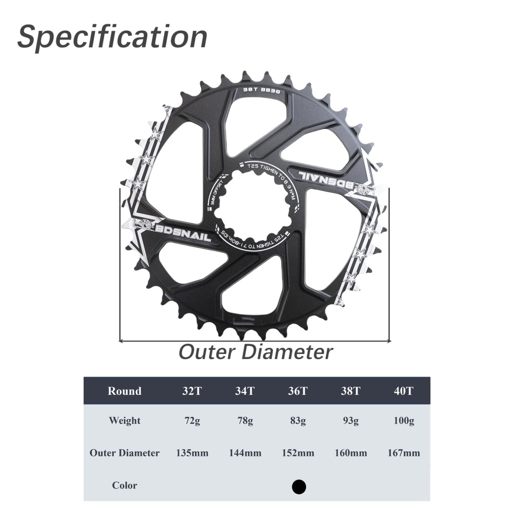 Snail Round Chainring 3 Bolt Direct Mount 3mm 6mm Offset for Sram GXP Boost Eagle X9 X0 XX1 XO1 28t 30t 32t 34 36 38 40t Mountain MTB Bike DM