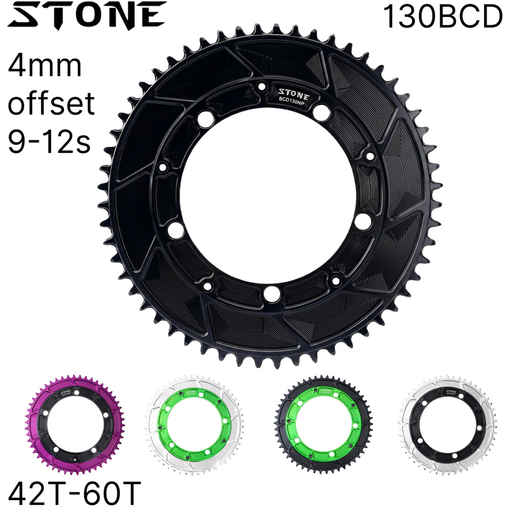 Stone 130BCD Round Chainring 4MM Offset Aero for Shimano 5700 6700 Round 42t 44T 46 48 50 52 55 58T 60T Road Bike ChainWheel 130bcd for Sram Red