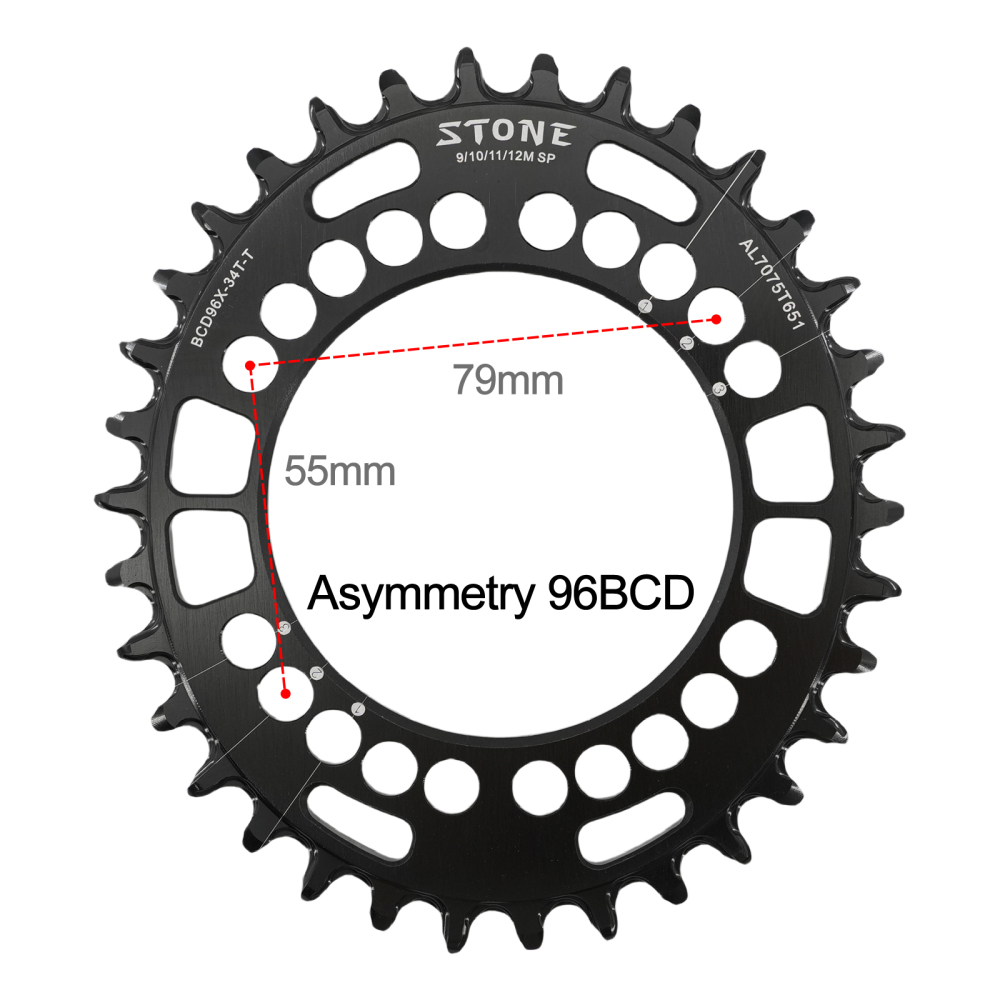 Stone bike Chainring Asymmetrical 96BCD Oval for Deore M7000 M8000 M9000 M9020 m5100 MTB Bike Chain Wheel 30t 34 36 38 40 42 44 46T 48T 96bcd 12 Speed