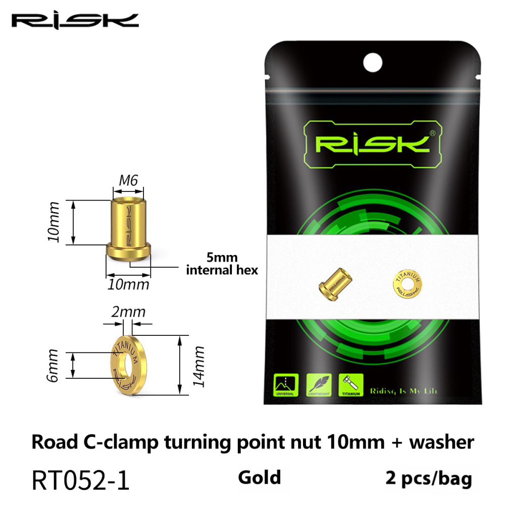 RISK Titanium Alloy Road Bike C-Brake Caliper Nut Brake Pivot Fixing Screw Washer UT6800 DA