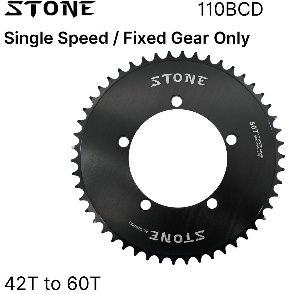 Stone Chainring 110BCD Single Speed Fixed Gear Fixie Track Bike Round 42T 46T 48T 50T 52t 54 57T 58t 59T 60t 110 bcd Chainwheel 1/2*1/8 Chain