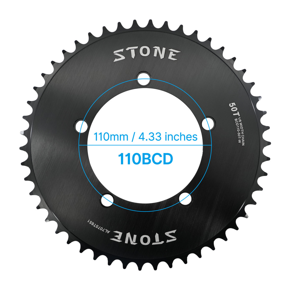 Stone Chainring 110BCD Single Speed Fixed Gear Fixie Track Bike Round 42T 46T 48T 50T 52t 54 57T 58t 59T 60t 110 bcd Chainwheel 1/2*1/8 Chain