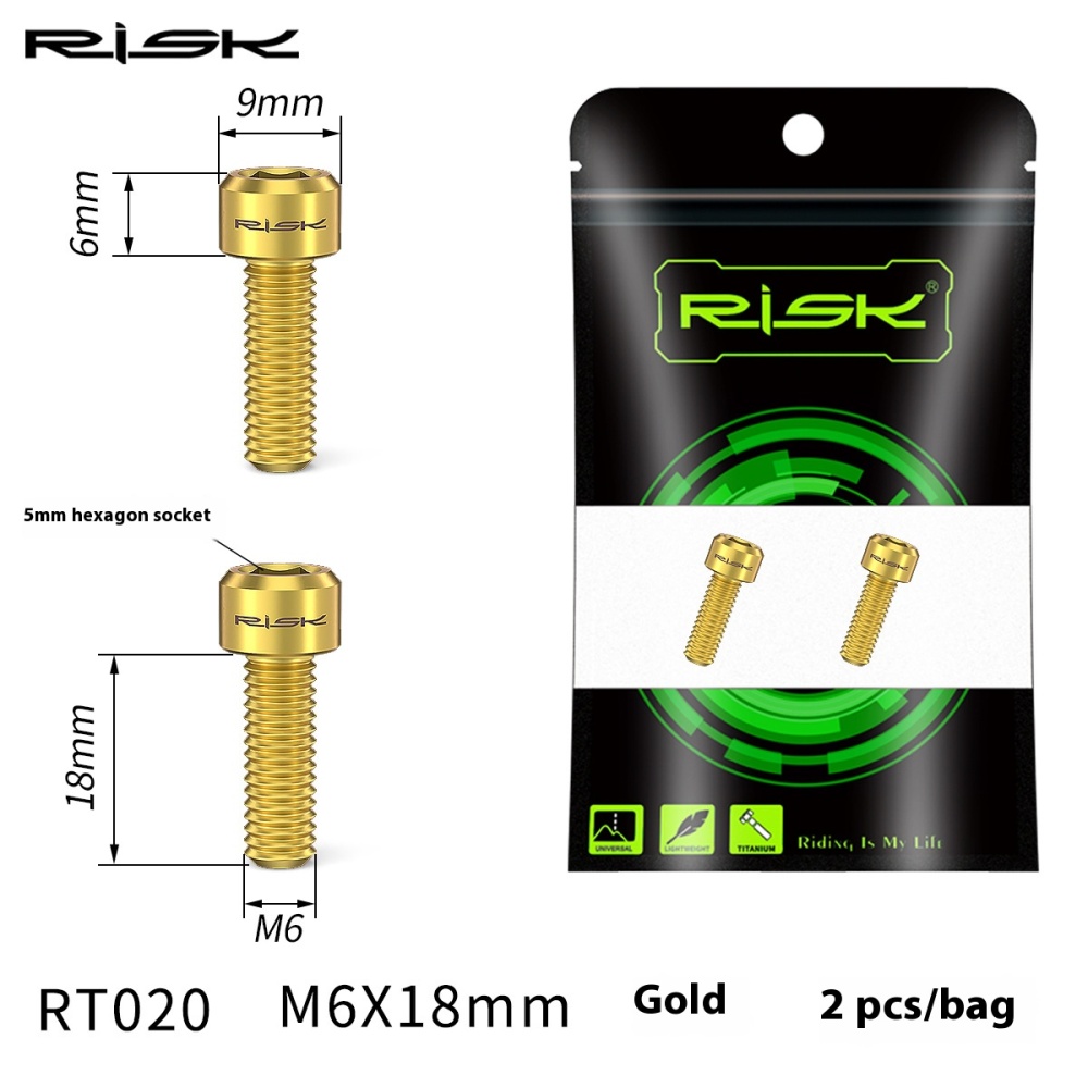 RISK Mountain Bike Integrated Chainring Crank Cover M20mm Middle Axle Locking Titanium Alloy Star-Shaped Screw