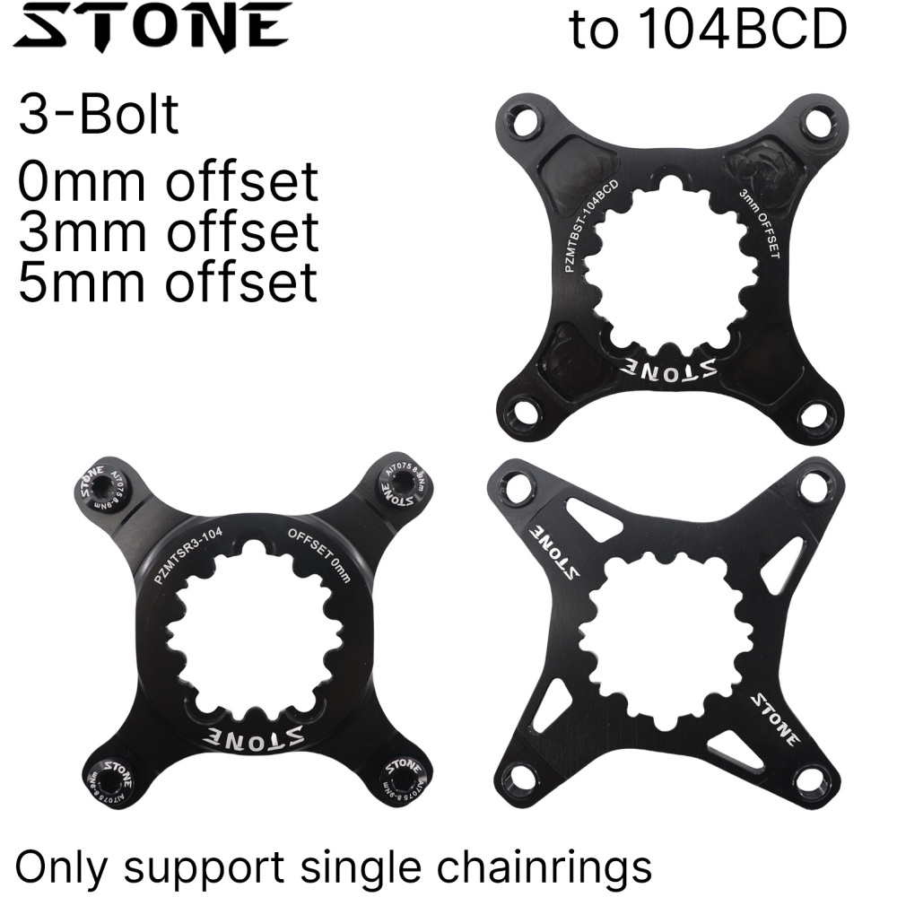 STONE Bike Chainring Spider Adapter 104BCD 3-bolt Direct Mount 0mm 3mm 5mm Offset for SRAM DUB GXP BB30 BOOST 148mm X9 XX1 X0 X01 1x Speed