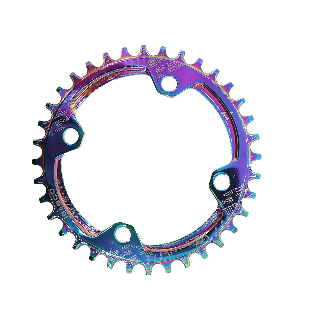 SNAIL Bike Chainring 104BCD Round oil slick 32 34 36 38 40T Narrow Wide Ultralight MTB Mountain Bike ChainWheel Chain Ring Rainbow