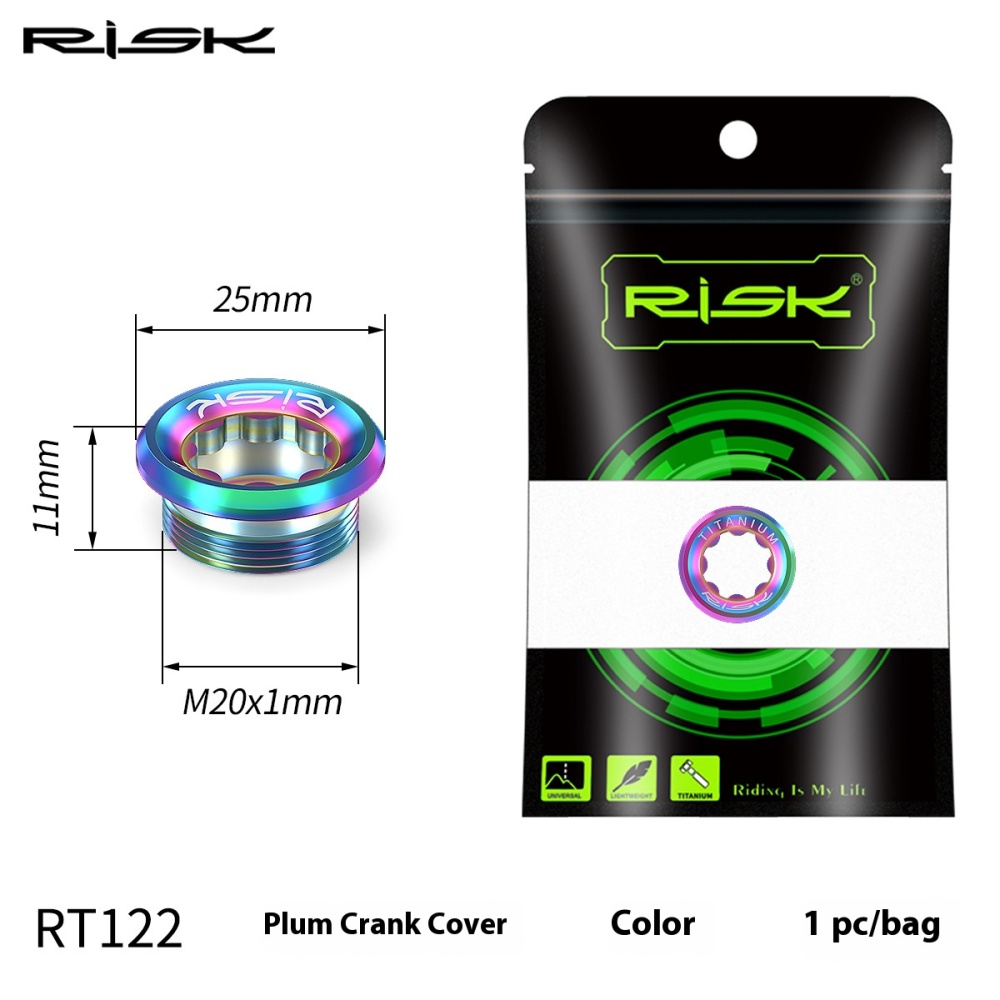 RISK Mountain Bike Integrated Chainring Crank Cover M20mm Middle Axle Locking Titanium Alloy Star-Shaped Screw