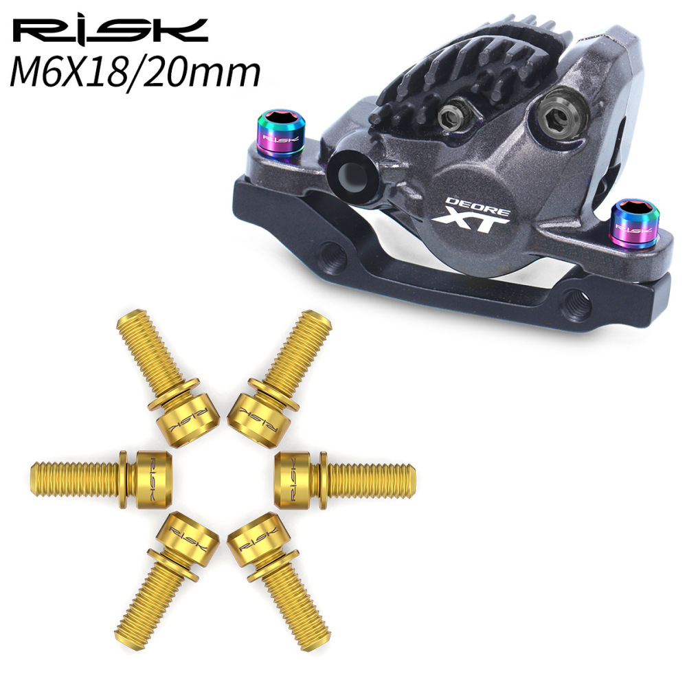 RISK Mountain Bike M6x18/20 Brake Caliper Colorful Titanium Alloy Washer Screws