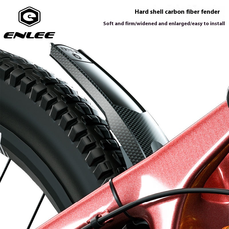 ENLEE Bicycle Hard Shell Mudguard Universal Carbon Fiber Pattern Rain Guard for Mountain Bikes