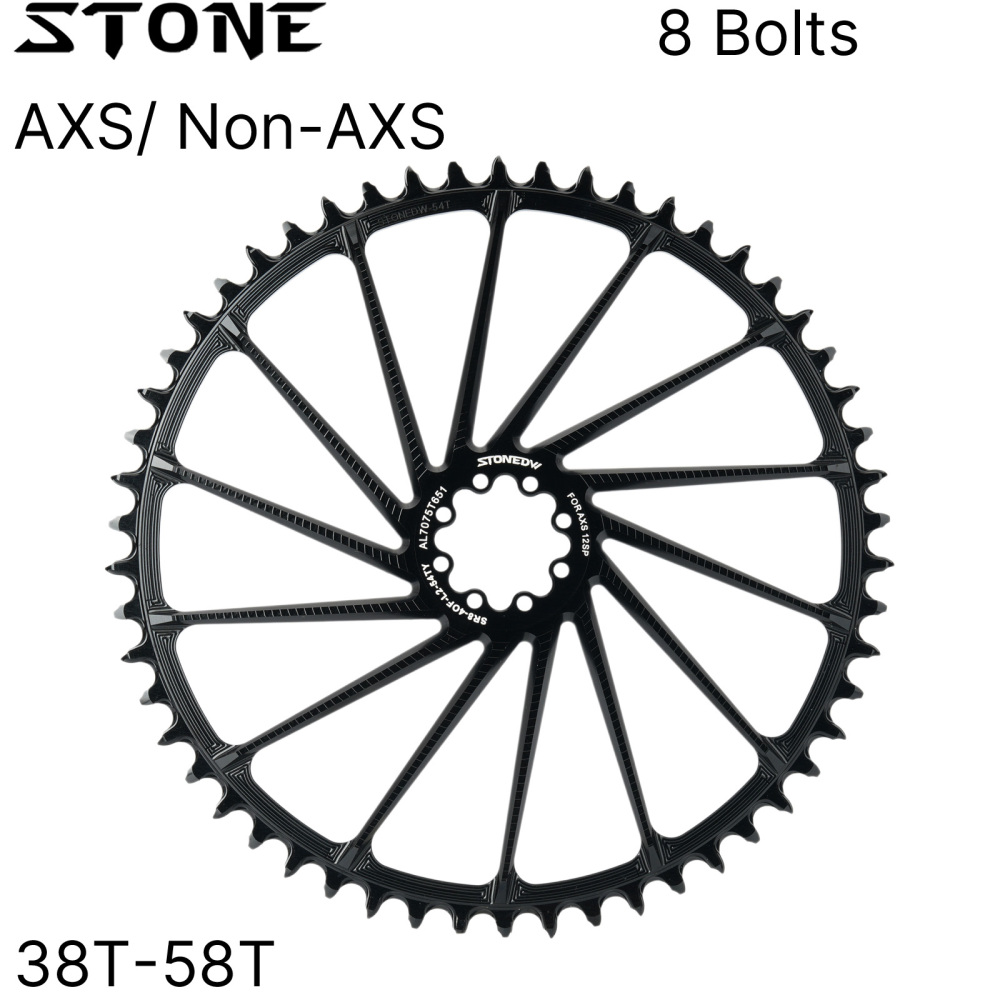 STONE SRAM 8-Bolt Direct Mount Round Narrow Wide Chainring 38T–58T, 4mm Offset, AXS / Non-AXS Tooth Profile flattop