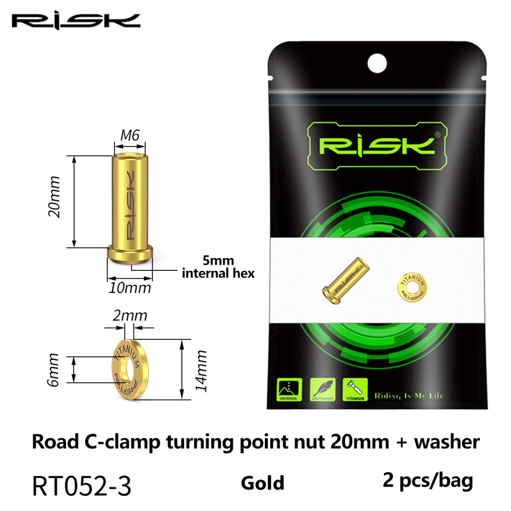 RISK Titanium Alloy Road Bike C-Brake Caliper Nut Brake Pivot Fixing Screw Washer UT6800 DA