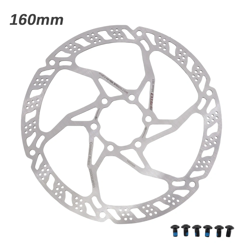 IIIPRO Bike Disc Brake Stainless Steel Rotor 160mm 180mm 203mm for MTB Road Bike Lightweight 6 Bolts G3 Brake Rotor Silver