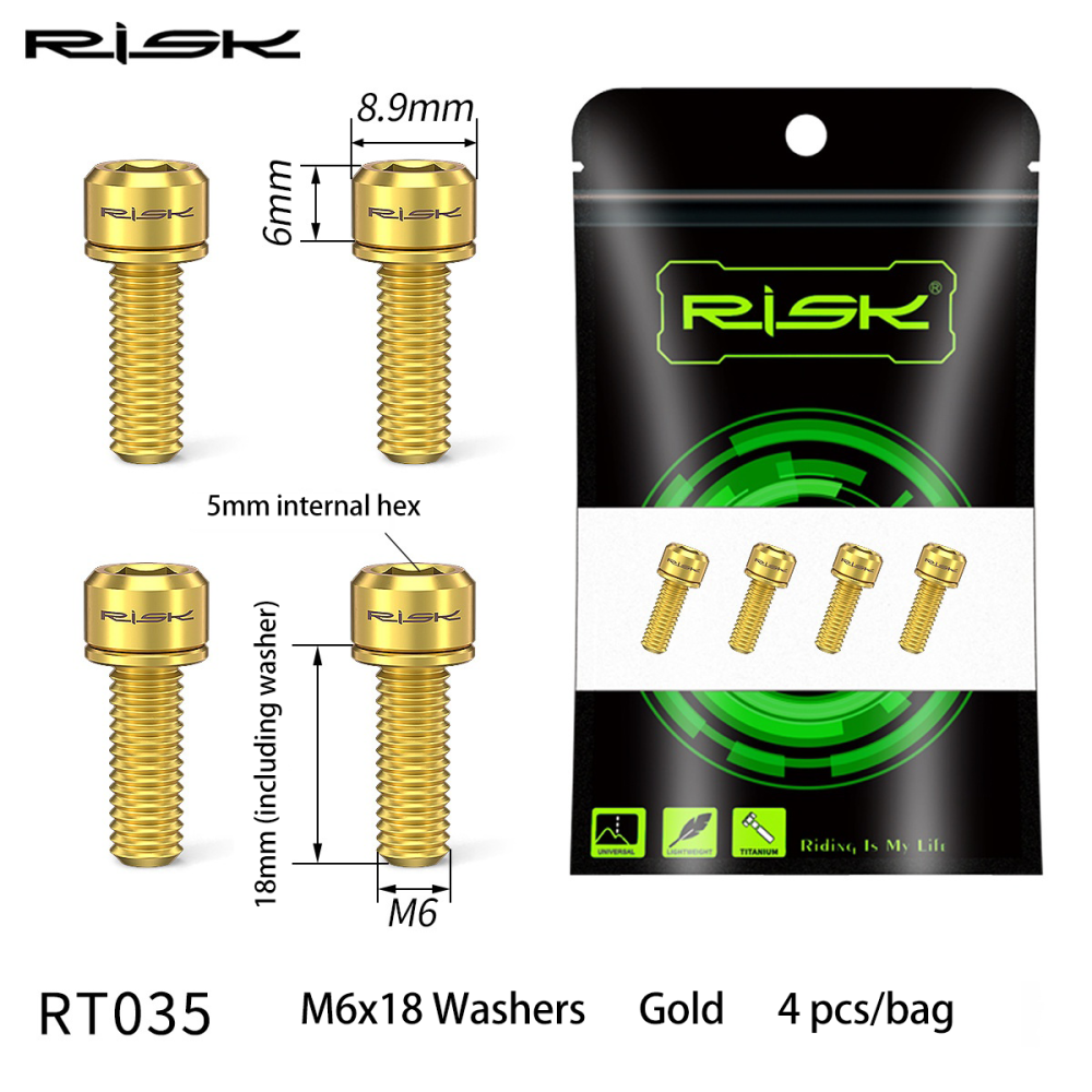 RISK Mountain Bike M6x18/20 Brake Caliper Colorful Titanium Alloy Washer Screws