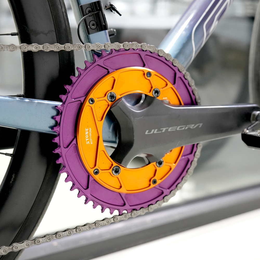Stone Round AERO Colorful Chainring Inward 4mm Offset 110BCD 1x for Shimano 105 R7000 UT R8000 DA R9100 R9200 5800 6800 9000 Road Bike 12s 12 Speed