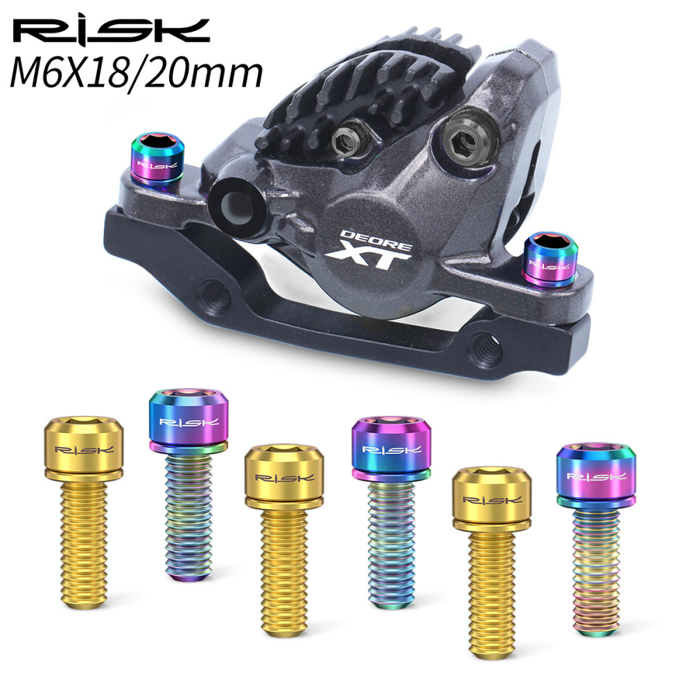 RISK Mountain Bike M6x18/20 Brake Caliper Colorful Titanium Alloy Washer Screws