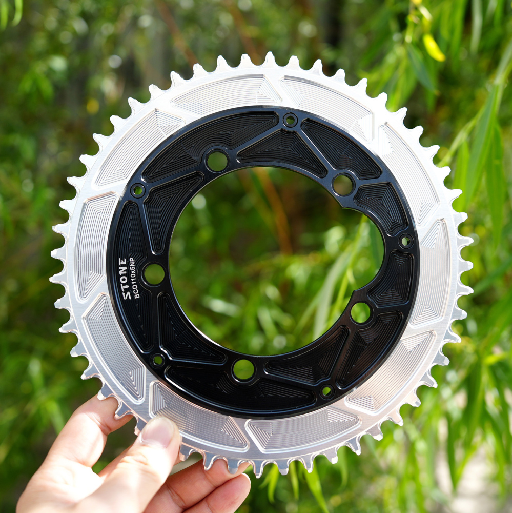 Stone 110bcd Round Chainring 4MM Offset Aero for Force Red Rival S350 S900 42t To 60t Road Bike for Sram Cx Gravel Quarq 5 Arms 12s 12 Speed
