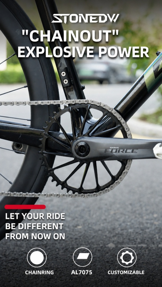 STONE SRAM 8-Bolt Direct Mount Round Narrow Wide Chainring 38T–58T, 4mm Offset, AXS / Non-AXS Tooth Profile flattop