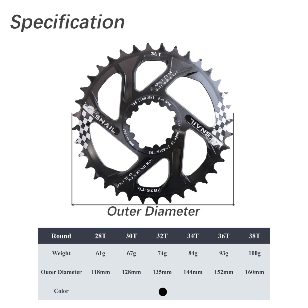 Snail Round Chainring 3 Bolt Direct Mount 3mm 6mm Offset for Sram GXP Boost Eagle X9 X0 XX1 XO1 28t 30t 32t 34 36 38 40t Mountain MTB Bike DM