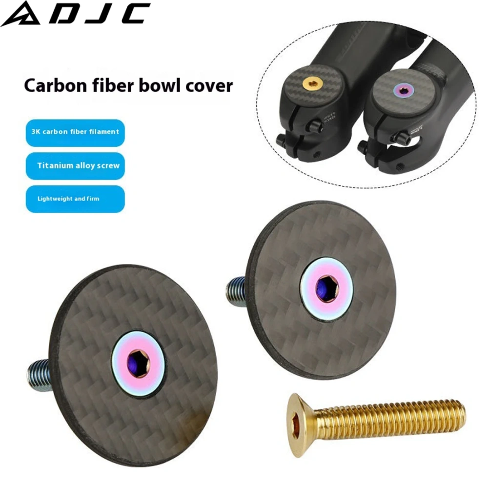 DJC Bike headset cap OD2 31.8mm  28.6mm 1.125 inch Titanium bolts carbon fiber matt  for Giant road bike use