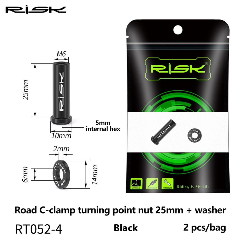 RISK RT052 Titanium M6 Road Bike Brake Caliper Pivot Nut Set with Washer 10–40mm