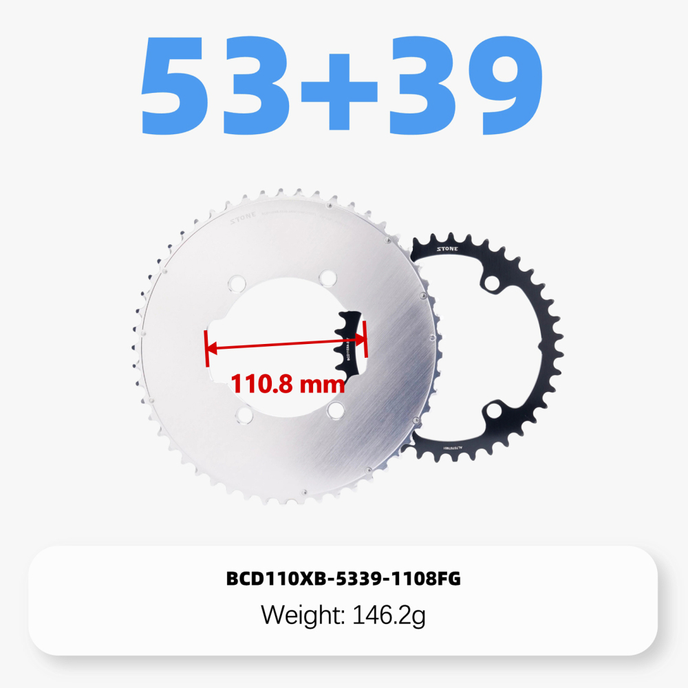 Stone Double Chainring 110BCD for SRM PowerMeter PM7 PM9 Crankset 5800 6800 4700 9000 Round Aero 50 34T 52 36T 53 39T 54 40T Road Bike