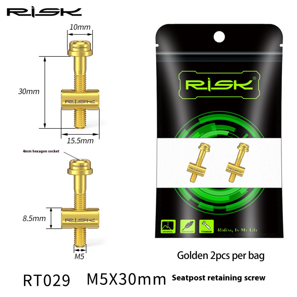 RISK Titanium Alloy Stem M5x30/40mm Handlebar Seatpost Fixed Screws RT029/RT030