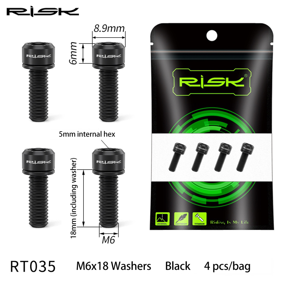 RISK Mountain Bike M6x18/20 Brake Caliper Colorful Titanium Alloy Washer Screws