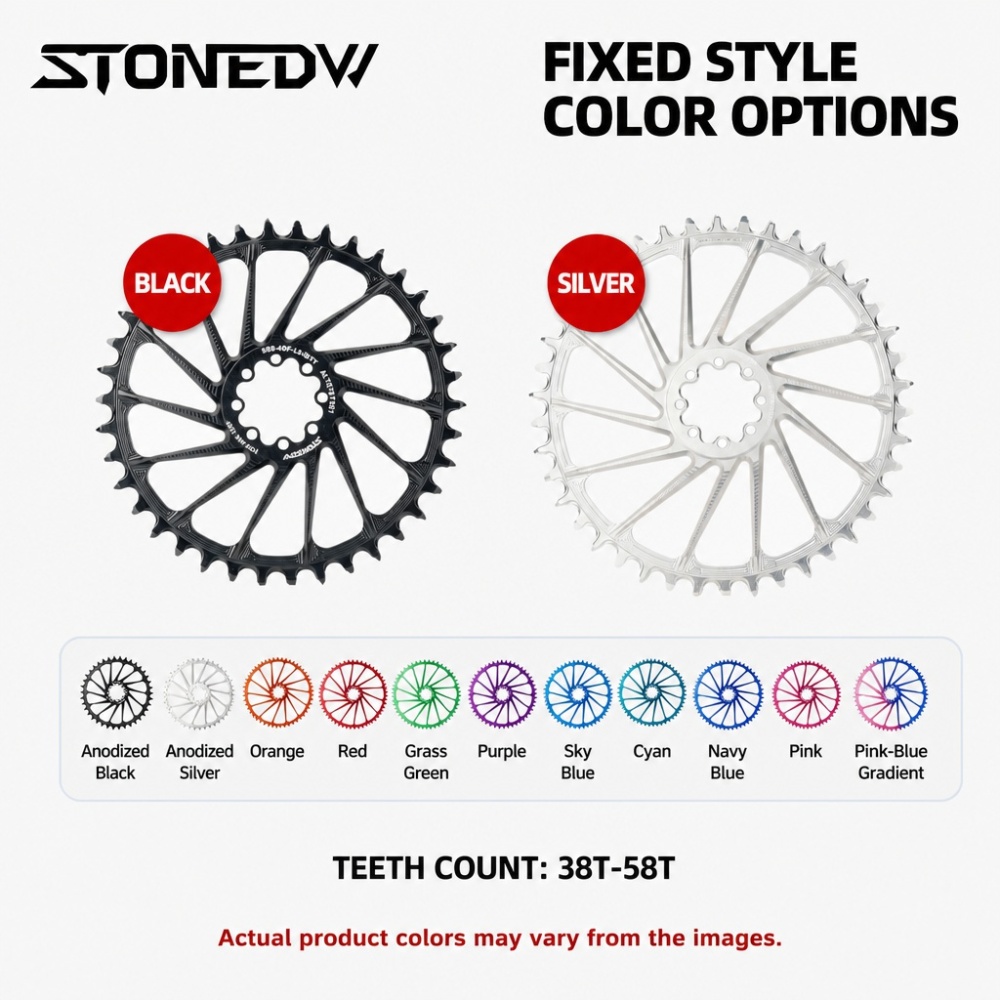 STONE SRAM 8-Bolt Direct Mount Round Narrow Wide Chainring 38T–58T, 4mm Offset, AXS / Non-AXS Tooth Profile flattop