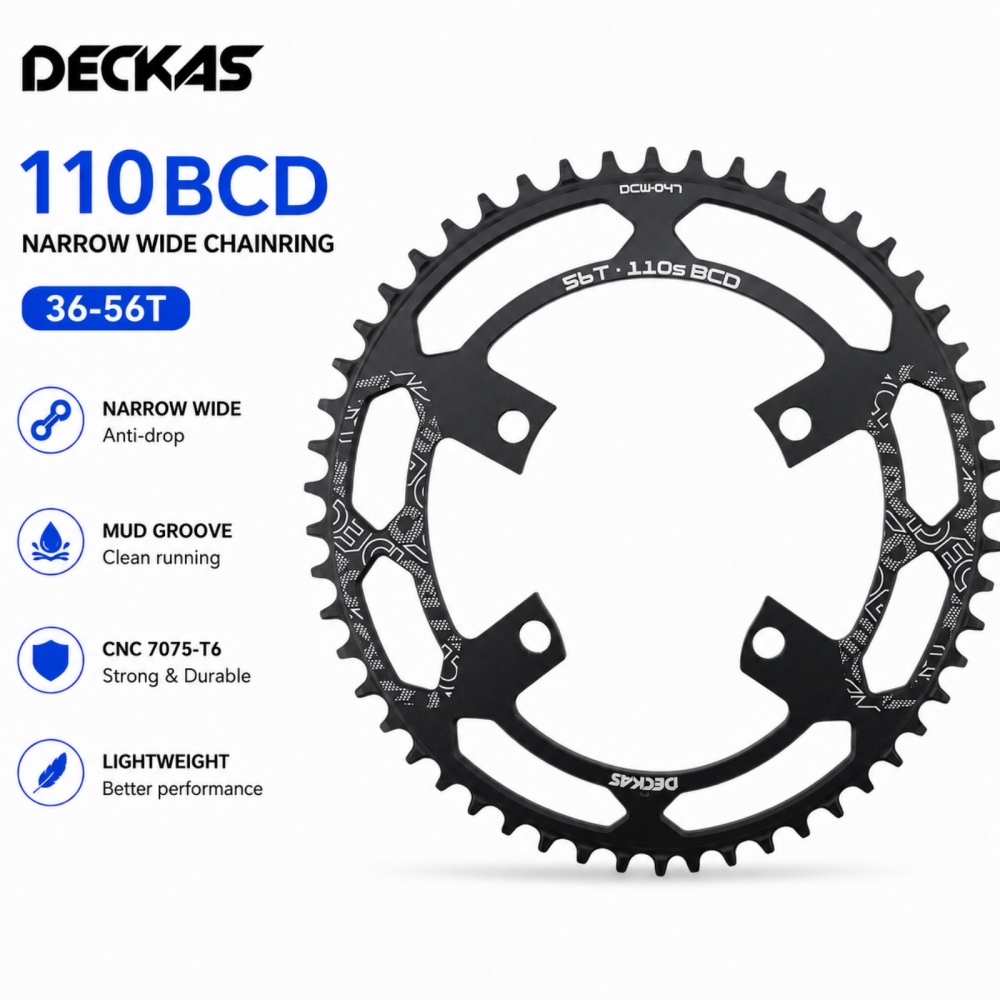 Deckas 110BCD Narrow Wide Road Bike Chainring 1x 9/10/11/12 Speed for Shimano R7100 R8100 R9200 R7000 R8000 GRX RX810 RX600