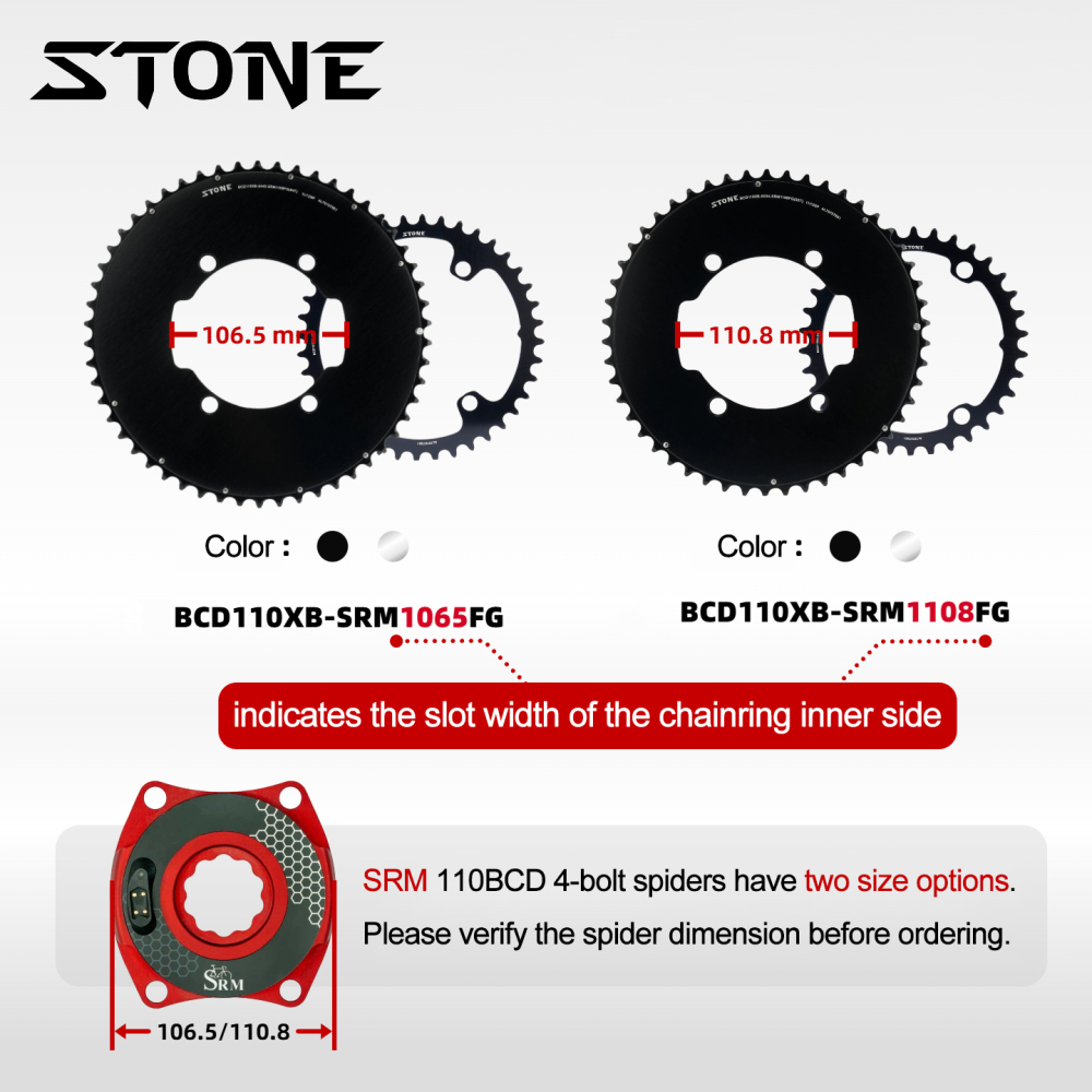 Stone Double Chainring 110BCD for SRM PowerMeter PM7 PM9 Crankset 5800 6800 4700 9000 Round Aero 50 34T 52 36T 53 39T 54 40T Road Bike