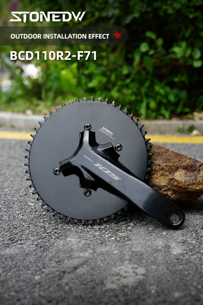 STONE 110BCD Aero Full-Cover Chainring for Shimano R7100 / R8100 / R9200 44 60T