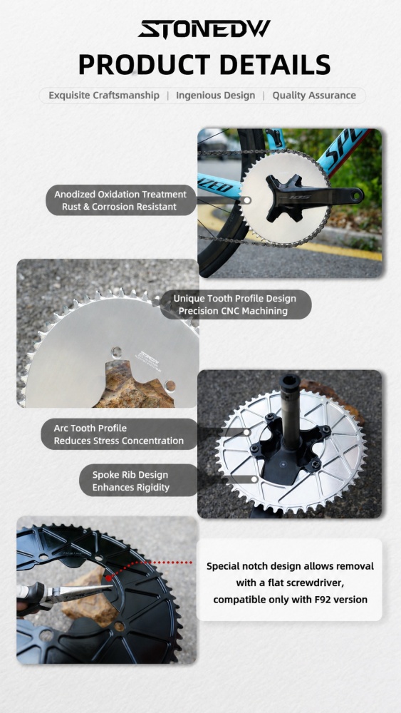 STONE 110BCD Aero Full-Cover Chainring for Shimano R7100 / R8100 / R9200 44 60T