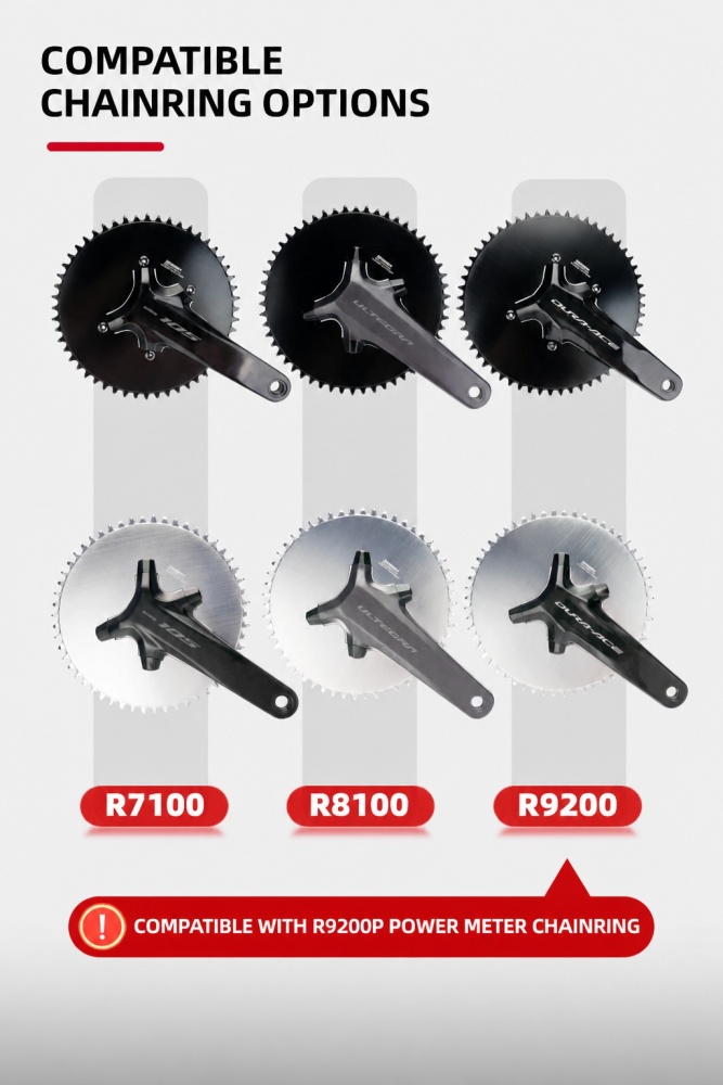 STONE 110BCD Aero Full-Cover Chainring for Shimano R7100 / R8100 / R9200 44 60T