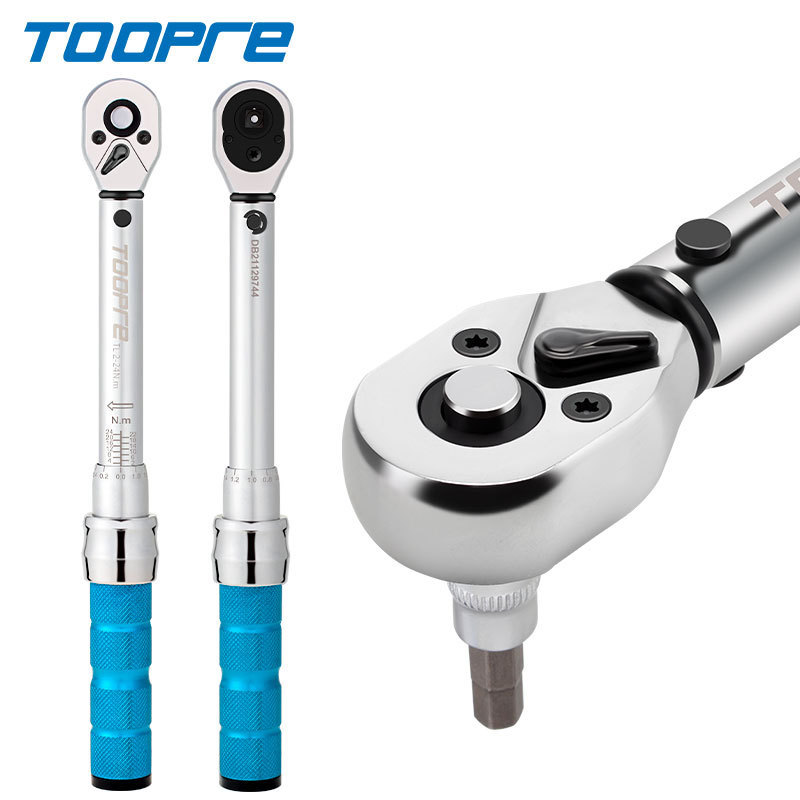 TOOPRE Bicycle Torque Wrench Preset Adjustable Torque 1/4 inch Drive 2-24NM Ratchet Wrench Set