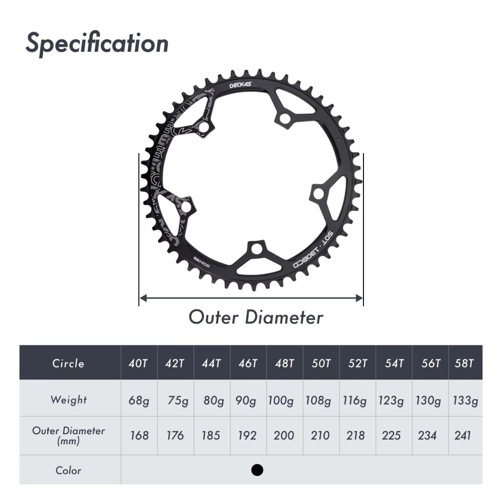 Deckas Chainring 130BCD Round  for shimano 5700 6700 Road Bike folding bike 130bcd for sram red 40 42 44 46 48 50 52 54 56 58T