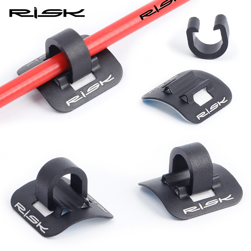 RISK C-Type Cable Cutter Frame Cable Guide Bicycle Cable Hose Double-sided Adhesive Aluminum Alloy Oil Pipe Fixing Seat