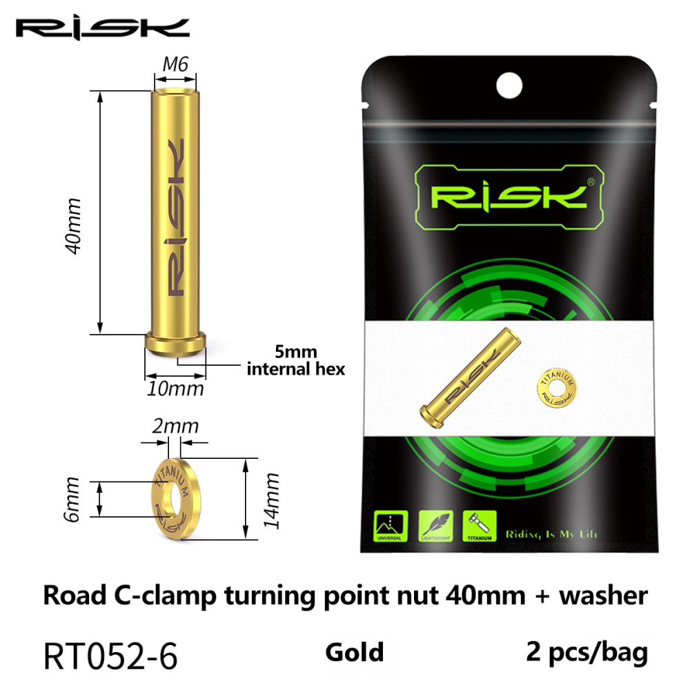 RISK RT052 Titanium M6 Road Bike Brake Caliper Pivot Nut Set with Washer 10–40mm