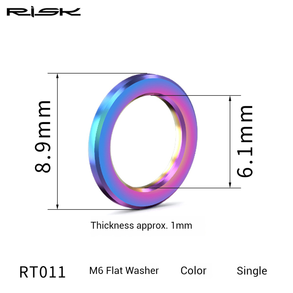 RISK Titanium Alloy M5/6mm Screw Washers Gold and Colored Flat Washers for Mountain Bikes