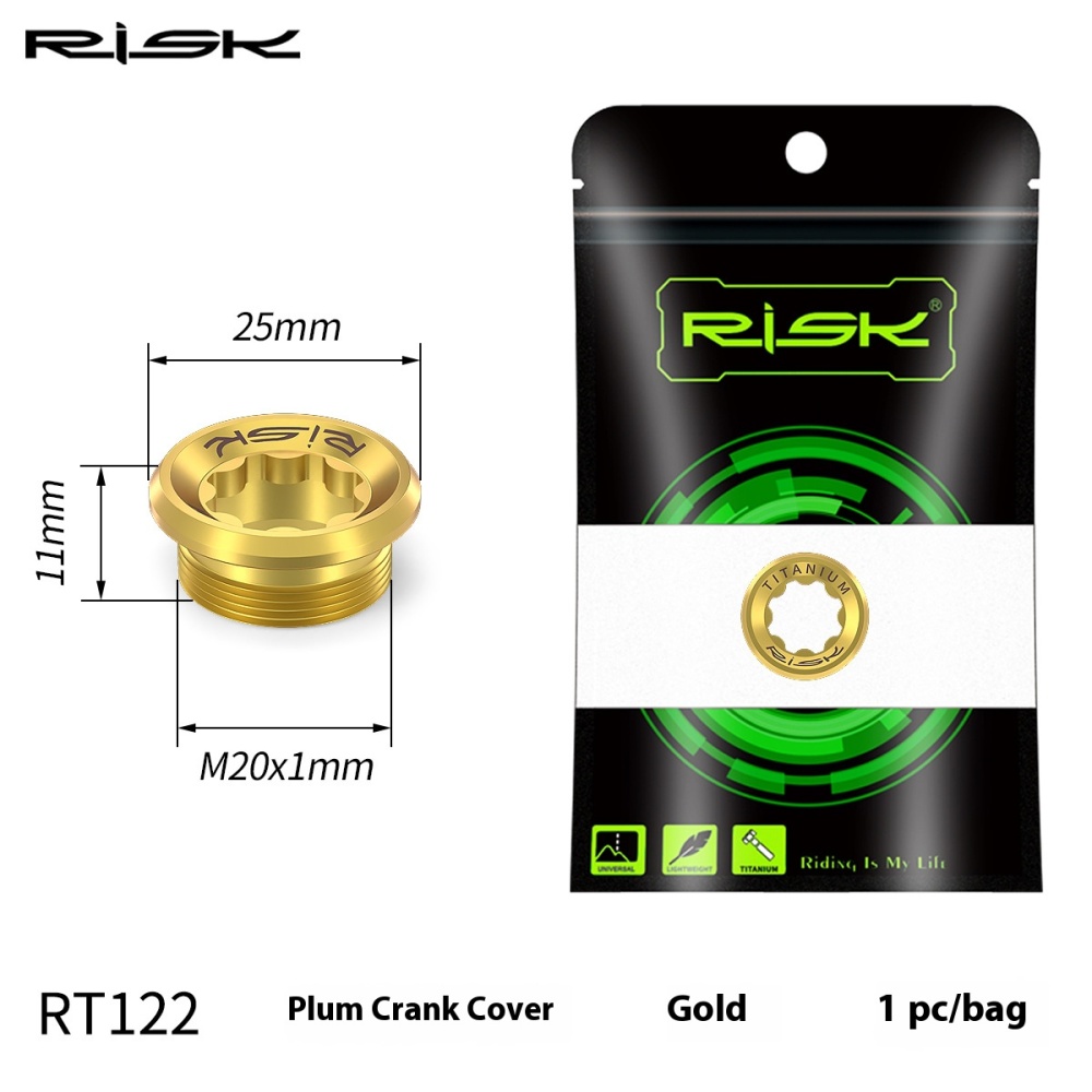 RISK Mountain Bike Integrated Chainring Crank Cover M20mm Middle Axle Locking Titanium Alloy Star-Shaped Screw