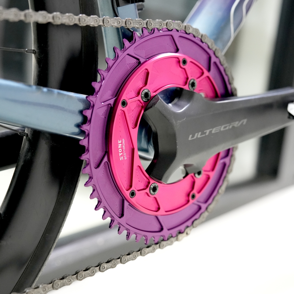 Stone Round AERO Colorful Chainring Inward 4mm Offset 110BCD 1x for Shimano 105 R7000 UT R8000 DA R9100 R9200 5800 6800 9000 Road Bike 12s 12 Speed