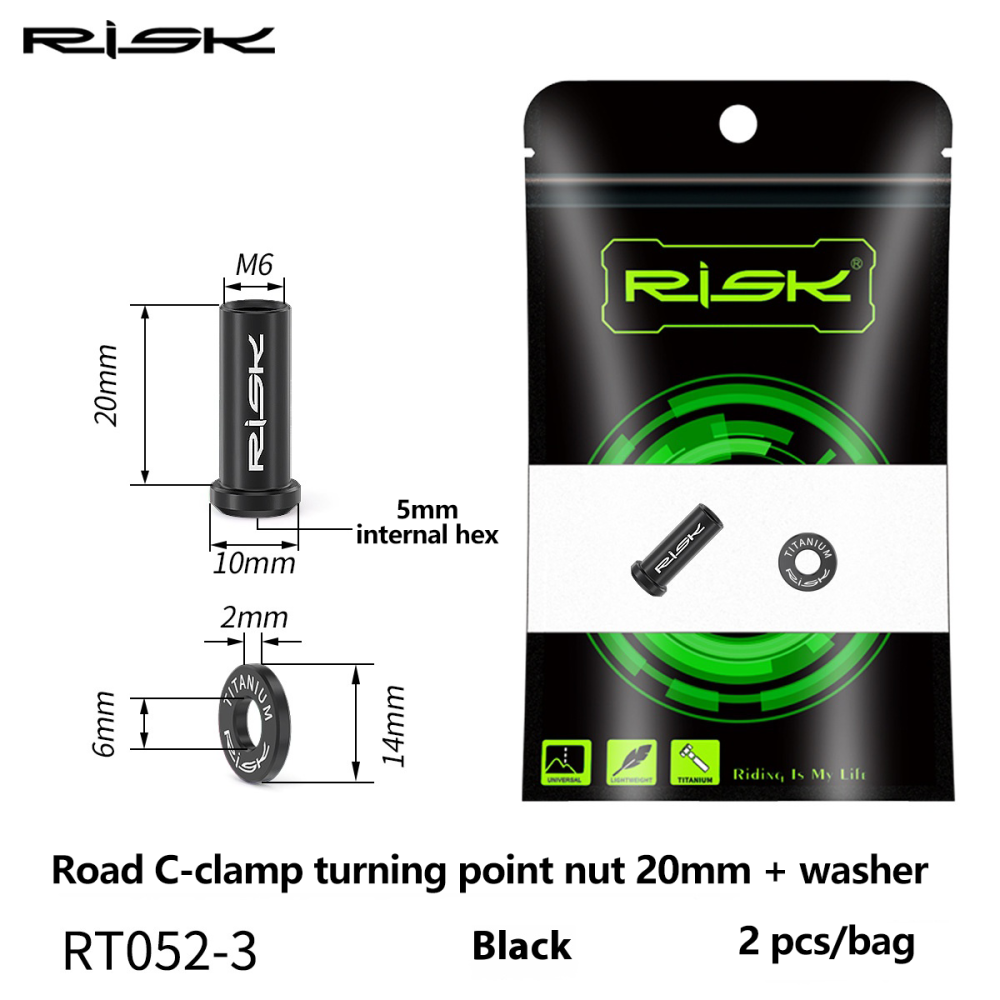 RISK Titanium Alloy Road Bike C-Brake Caliper Nut Brake Pivot Fixing Screw Washer UT6800 DA