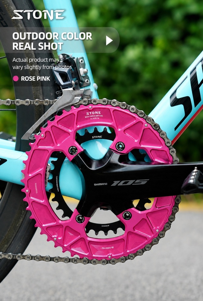Stone 110bcd Round Double Chainring for Shimano 105 R7100 UT R8100 DA R9200 Di2 Road Bike 58 56 55 54 52 53 52 50 48 46 42 40 39 36 34 32T