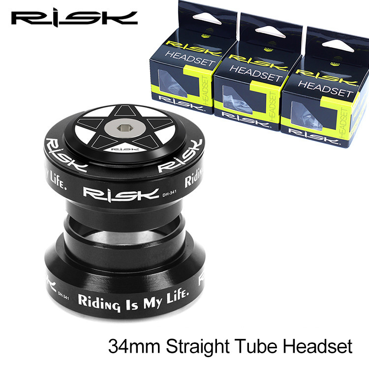 RISK 34mm Straight Tube Headset Bearings Road/Fixed Gear Bike 28.6mm External Headset Fork Assembly