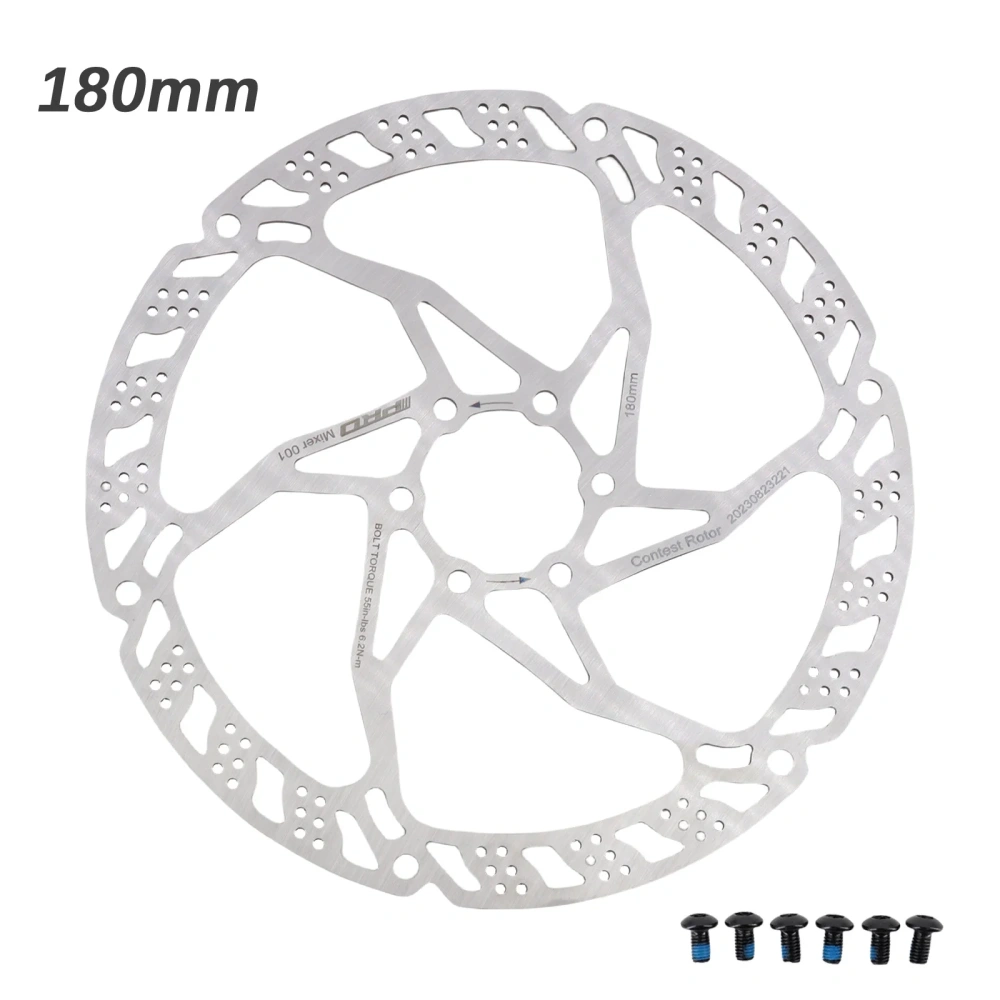 IIIPRO Bike Disc Brake Stainless Steel Rotor 160mm 180mm 203mm for MTB Road Bike Lightweight 6 Bolts G3 Brake Rotor Silver