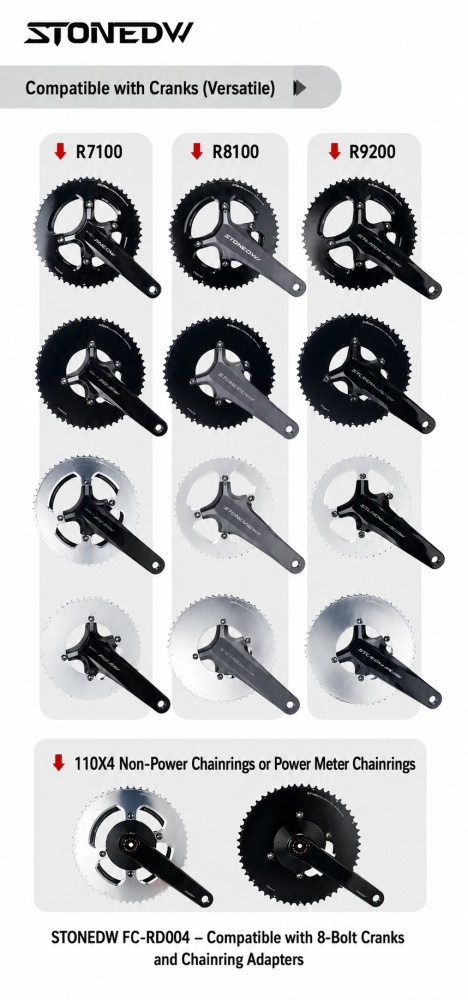 Stone 110bcd Double Bike Chainring aero hollow for Sram AXS Flattop 12 13 Speed for Shimano Sigeyi Magene QUARQ R7000 R7100 R8000 R8100 R9100 R9200 4700 5800 6800 9000